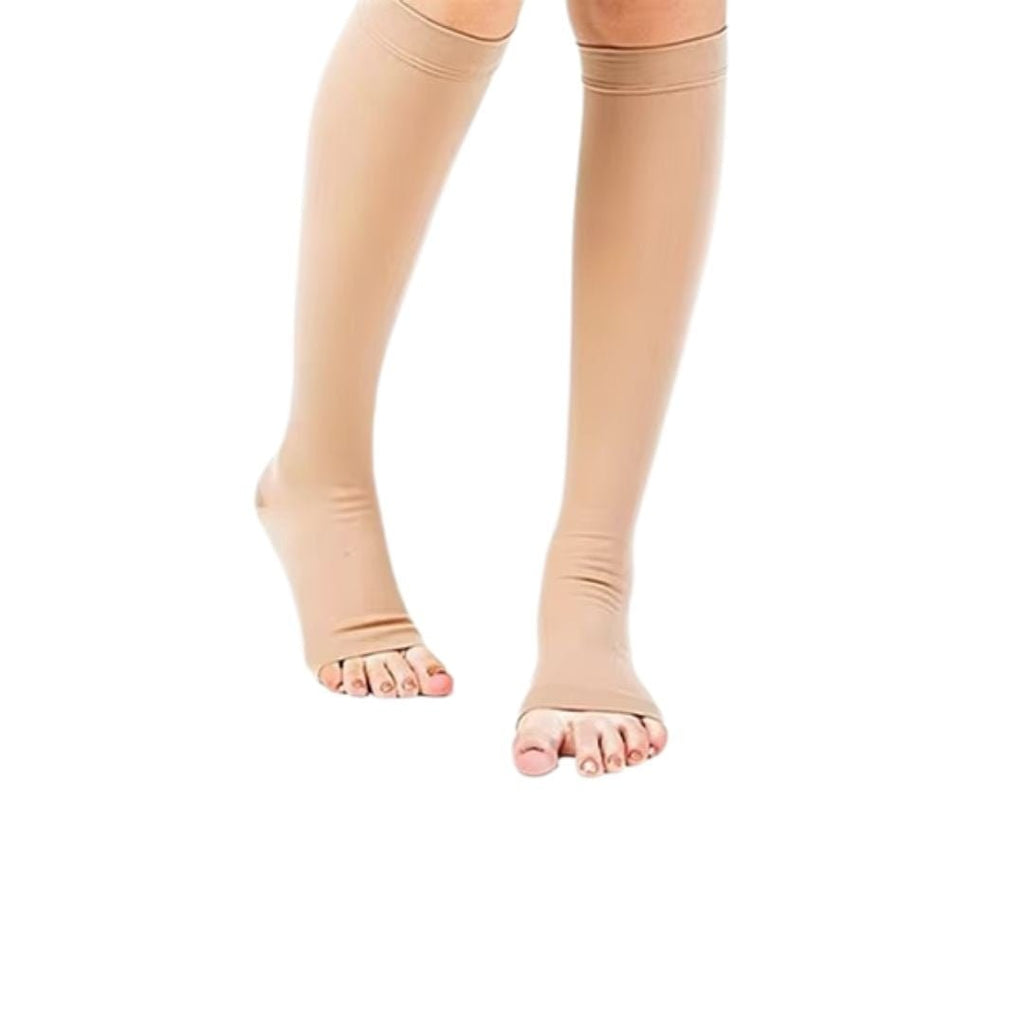 Men's Toeless Compression Socks for Varicose Veins and Pregnancy with Knee High Knit Support - Image 4