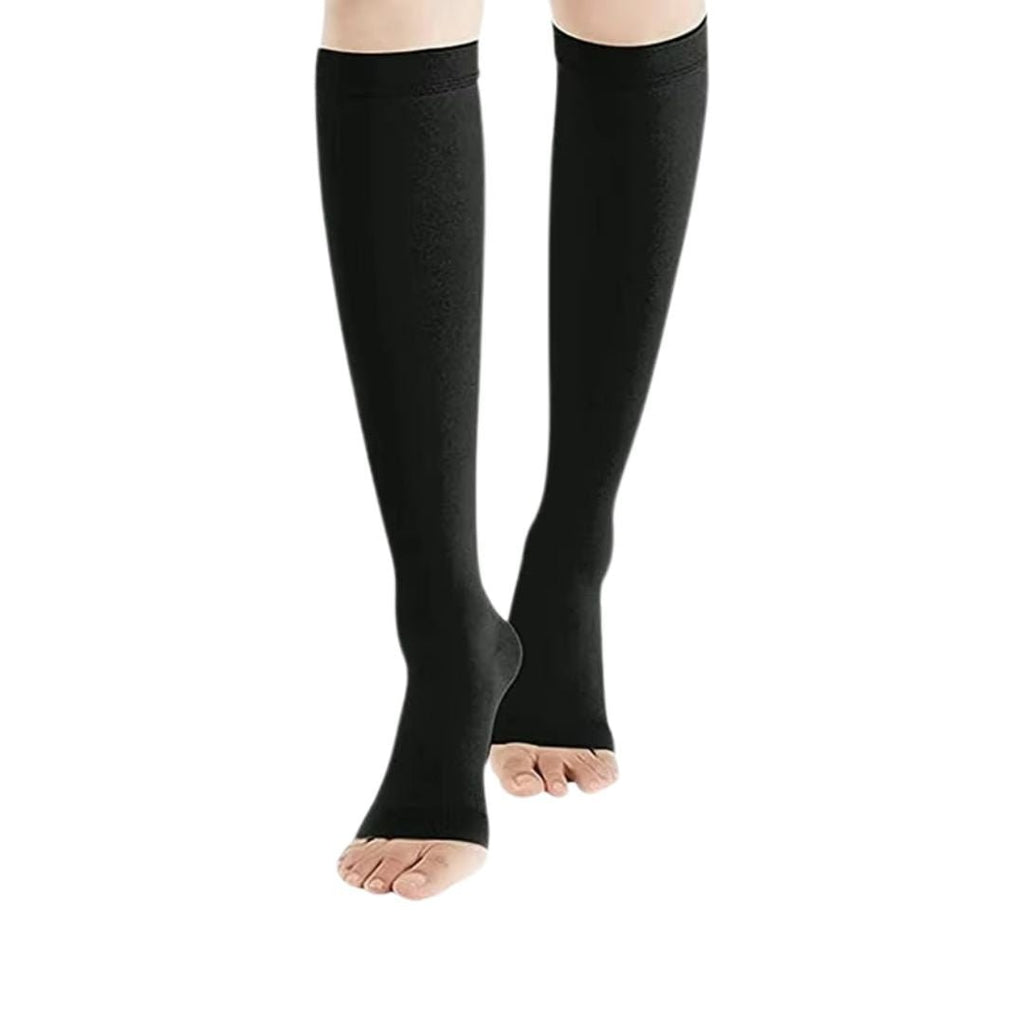 Men's Toeless Compression Socks for Varicose Veins and Pregnancy with Knee High Knit Support - Image 5
