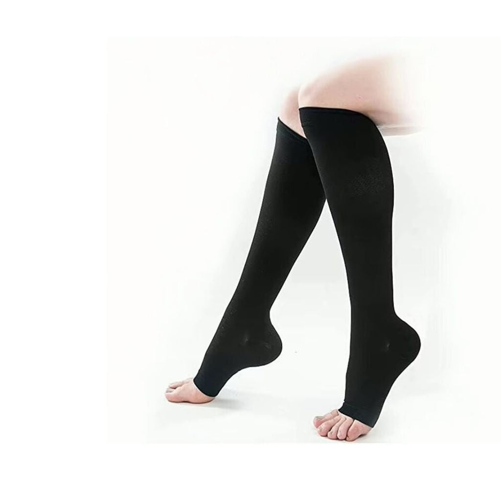 Men's Toeless Compression Socks for Varicose Veins and Pregnancy with Knee High Knit Support - Image 7