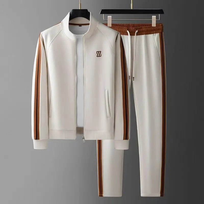 Men's Tracksuit Set Two Piece Pants with Zip Jacket and Stripe Detail - Image 4