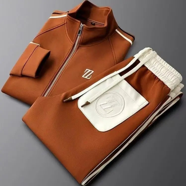 Men's Tracksuit Set Two Piece Pants with Zip Jacket and Stripe Detail - Image 5