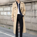 Men's Water Resistant Long Trench Coat Double Breasted with Belted Waist - Image 1