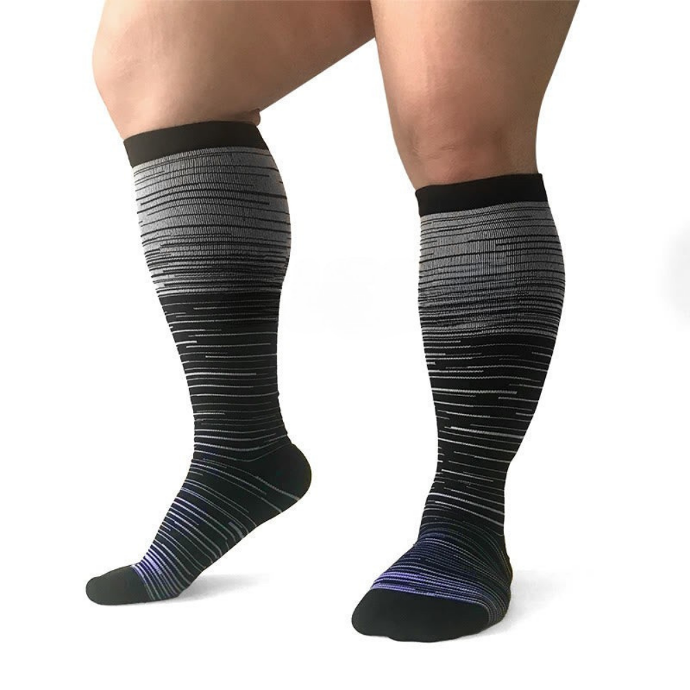 Men's Wide Calf Compression Socks for Blood Circulation with Graduated Knee High Support - Image 2