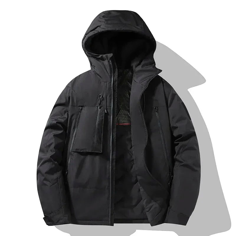Men's Winter Hooded Puffer Jacket with Thermal Reflective Lining and Ski Performance - Image 2