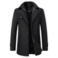Men's Wool Pea Coat Overcoat with Notch Lapel and Zip Inner Bib - Image 1