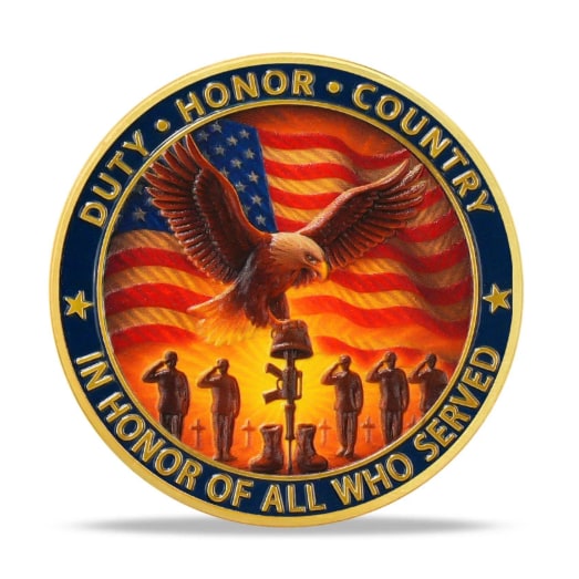 Military Challenge Coin with Patriotic Eagle and Veteran Commemorative Design - Image 2