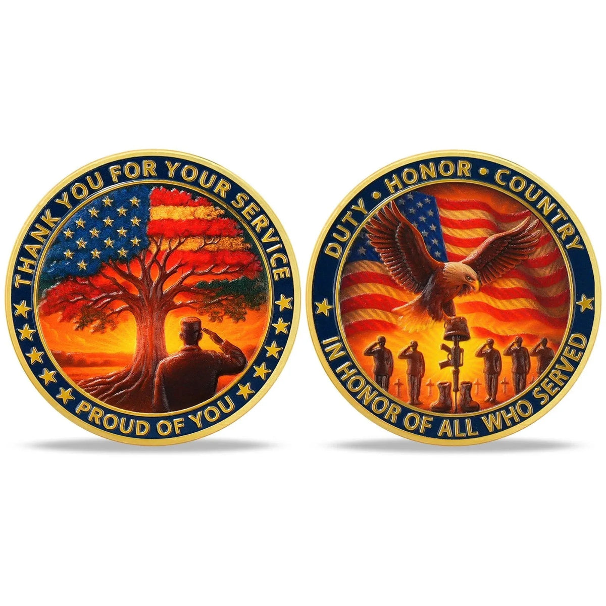 Military Challenge Coin with Patriotic Eagle and Veteran Commemorative Design - Image 5