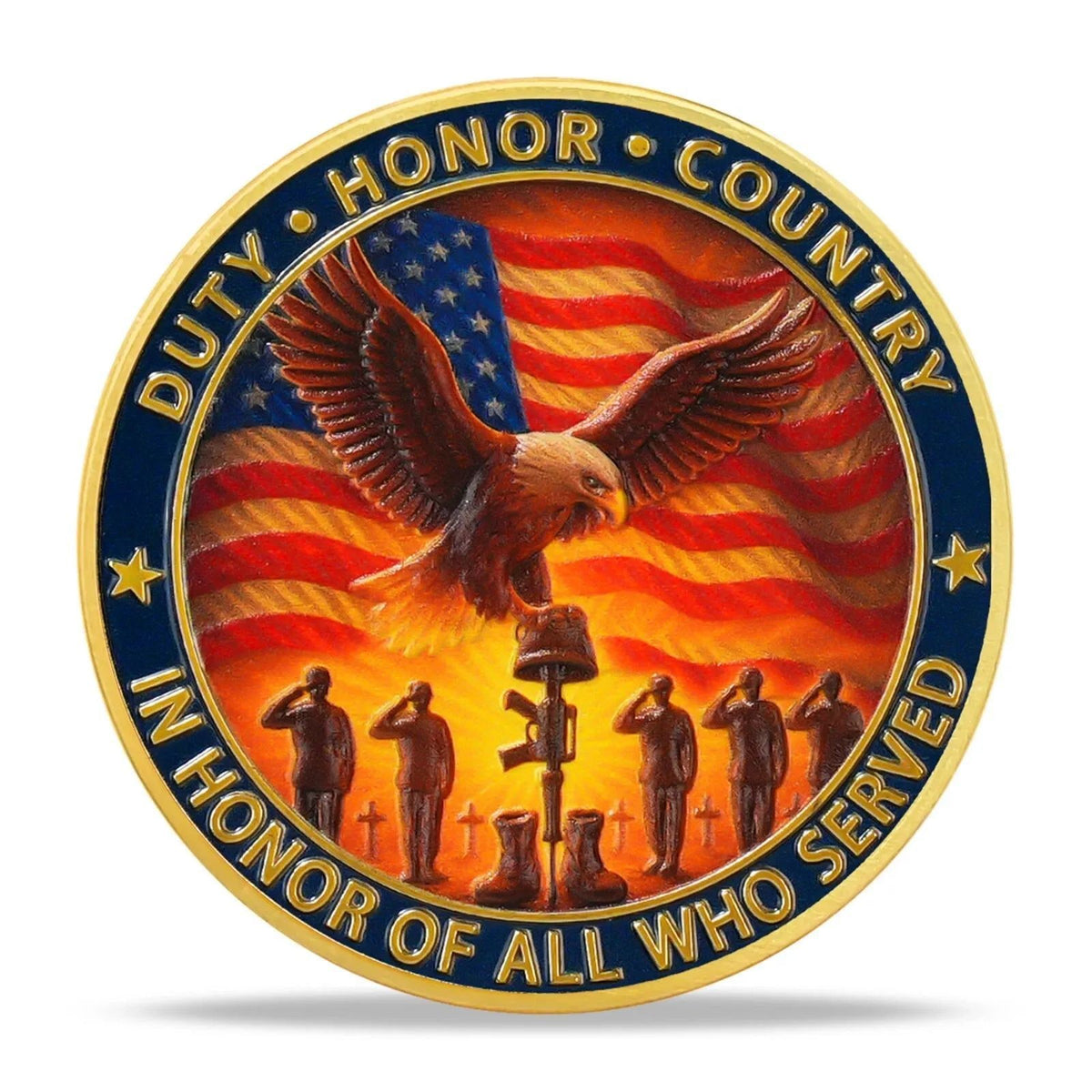 Military Challenge Coin with Patriotic Eagle and Veteran Commemorative Design - Image 6