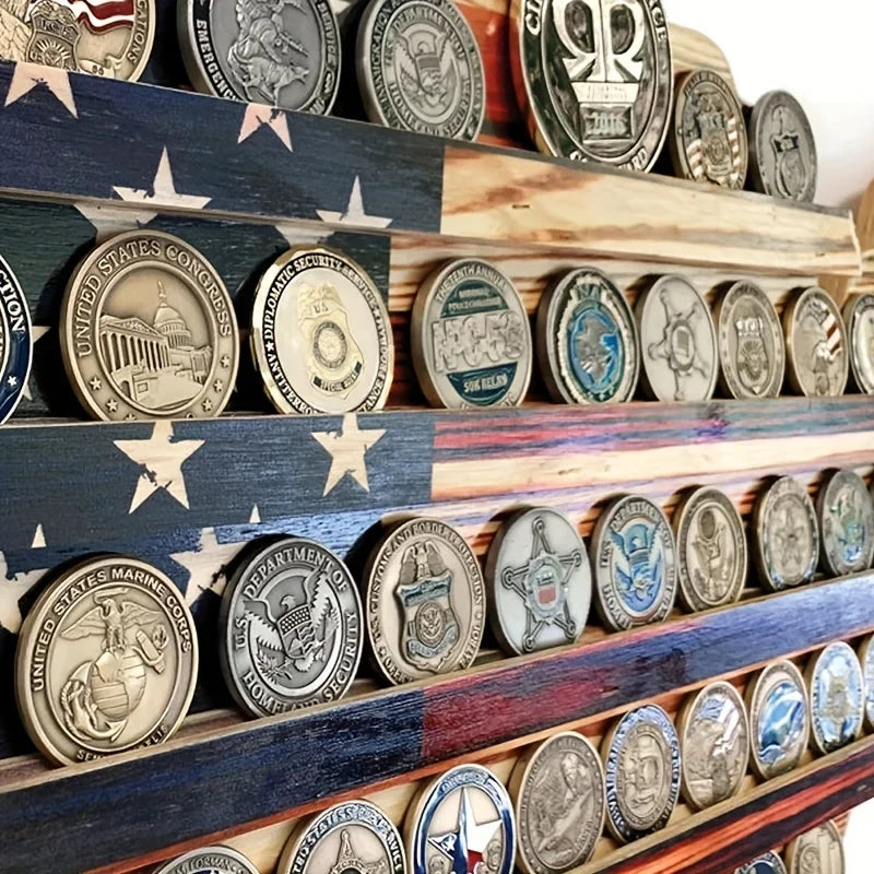 Military Coin Display Rack with Usa Map and American Flag Design for Challenge - Image 2