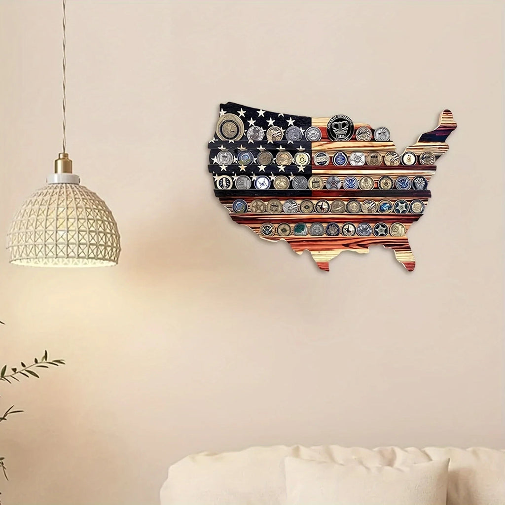 Military Coin Display Rack with Usa Map and American Flag Design for Challenge - Image 3