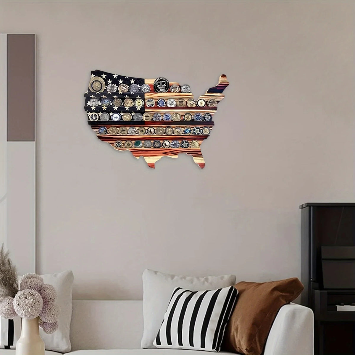 Military Coin Display Rack with Usa Map and American Flag Design for Challenge - Image 4