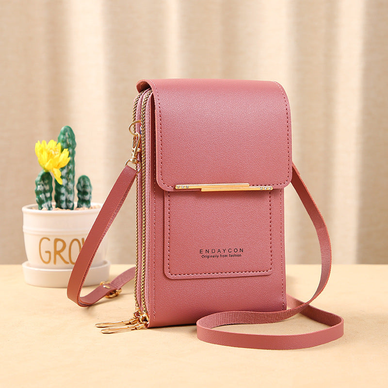 Mini Leather Crossbody Bag with Clear Touchscreen Window and RFID Blocking - Image 9