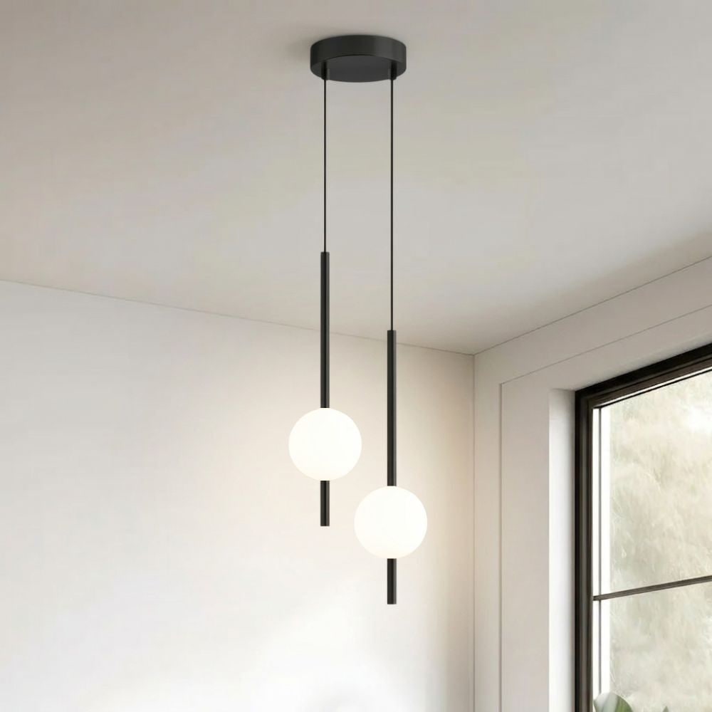 Minimalist Globe Pendant Light with Frosted Glass and Adjustable Suspension - Image 26