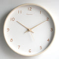 Minimalist Wooden Wall Clock Silent Round with White Dial and Arabic Numerals - Image 1
