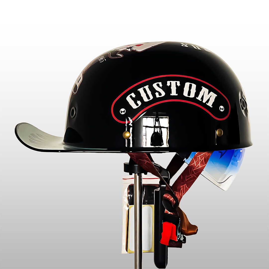 Motorcycle Half Helmet with Retractable Sun Visor and Retro Baseball Cap Style - Image 2
