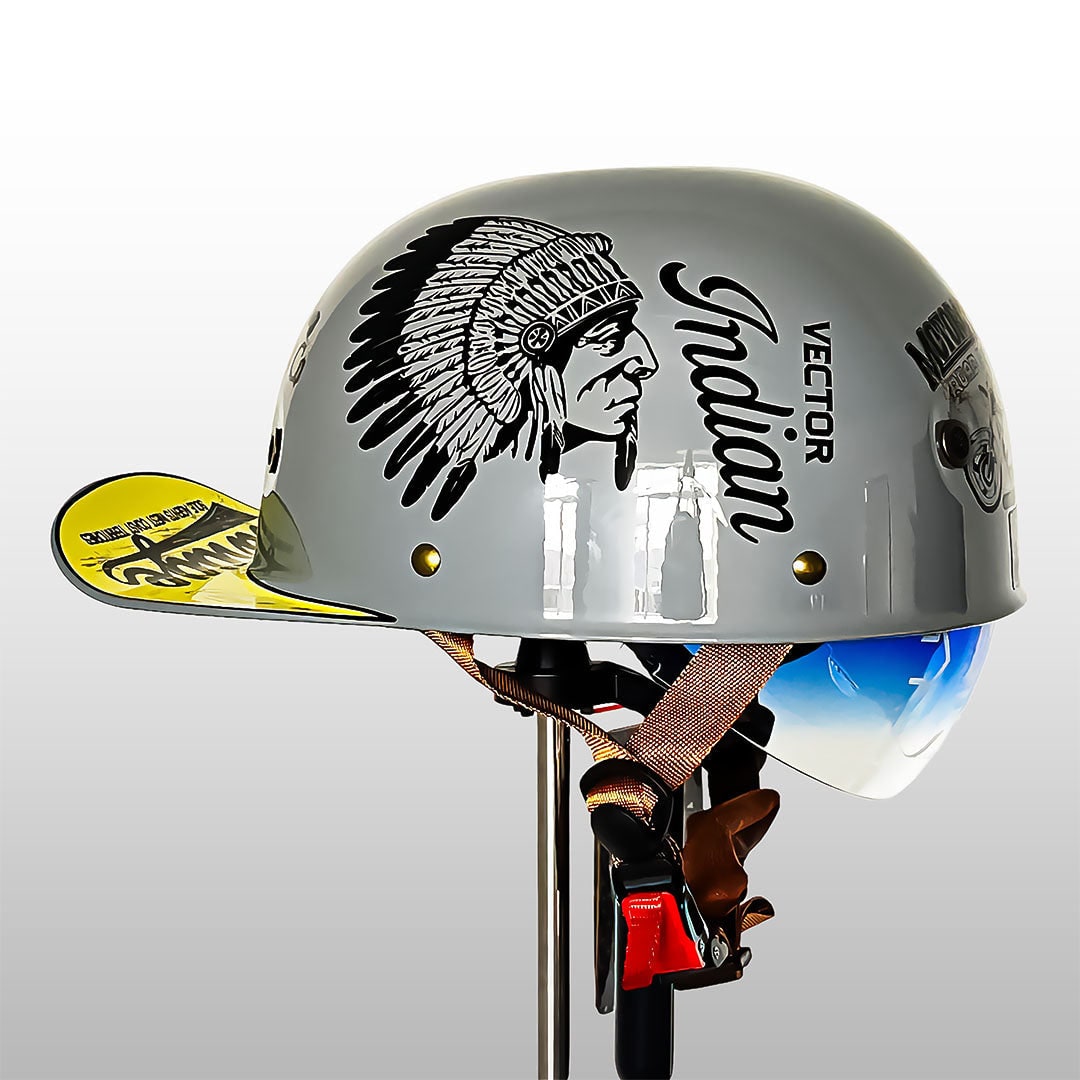 Motorcycle Half Helmet with Retractable Sun Visor and Retro Baseball Cap Style - Image 3