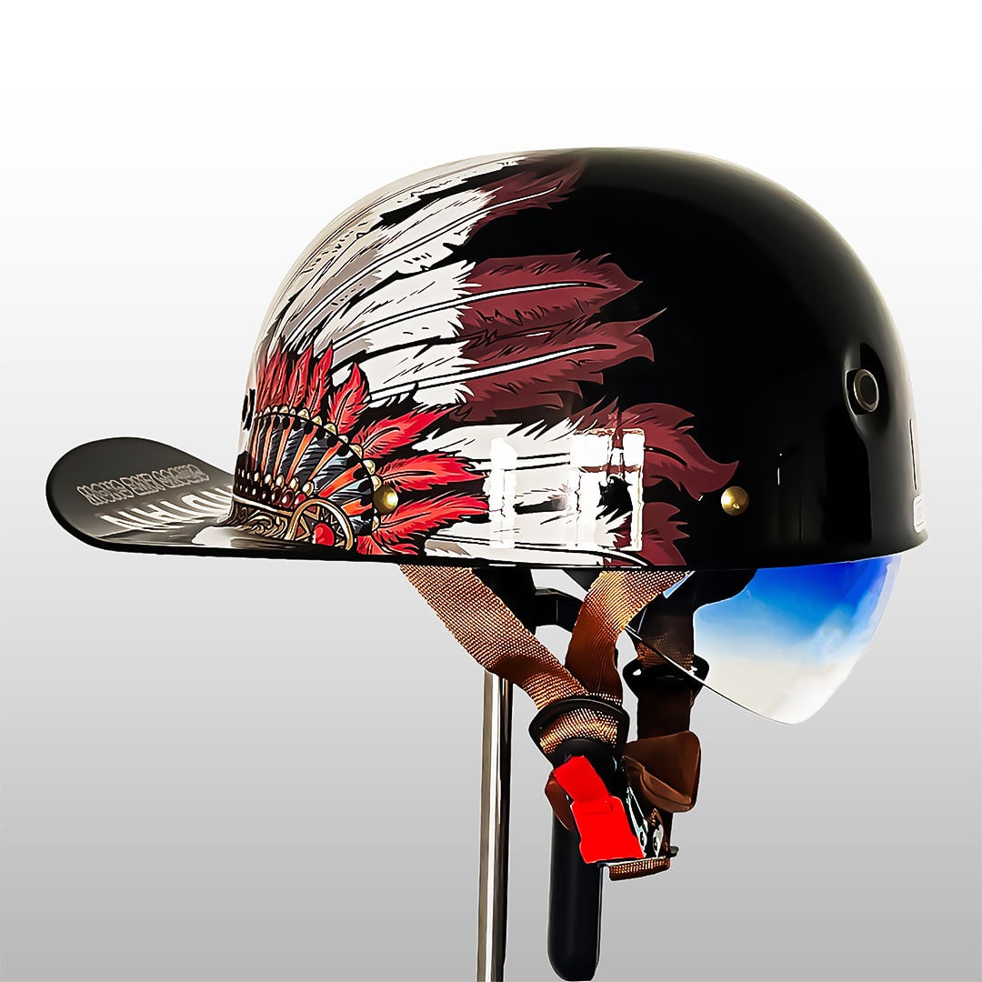 Motorcycle Half Helmet with Retractable Sun Visor and Retro Baseball Cap Style - Image 4