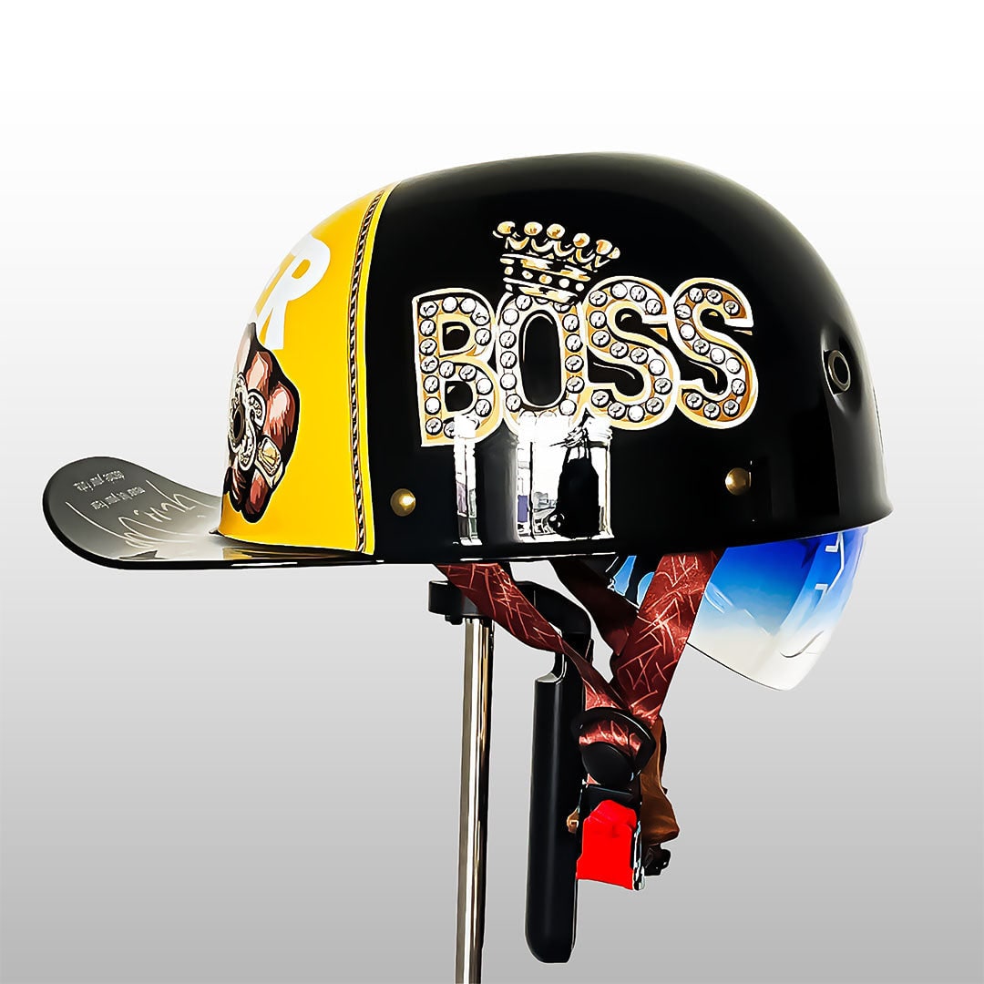 Motorcycle Half Helmet with Retractable Sun Visor and Retro Baseball Cap Style - Image 5