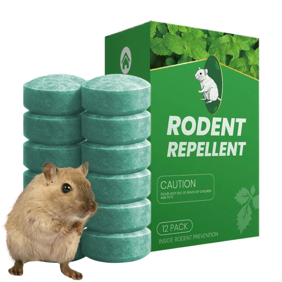 Mouse Repellent Tablets with Peppermint Oil Rodent Deterrent Pet Safe 12 Pack - Image 1