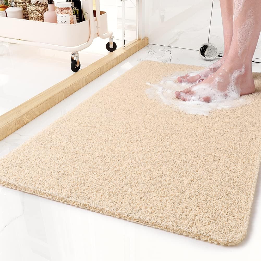 Non Slip Bath Mat with Loofah Texture and Quick Dry Drainage Backing - Image 4