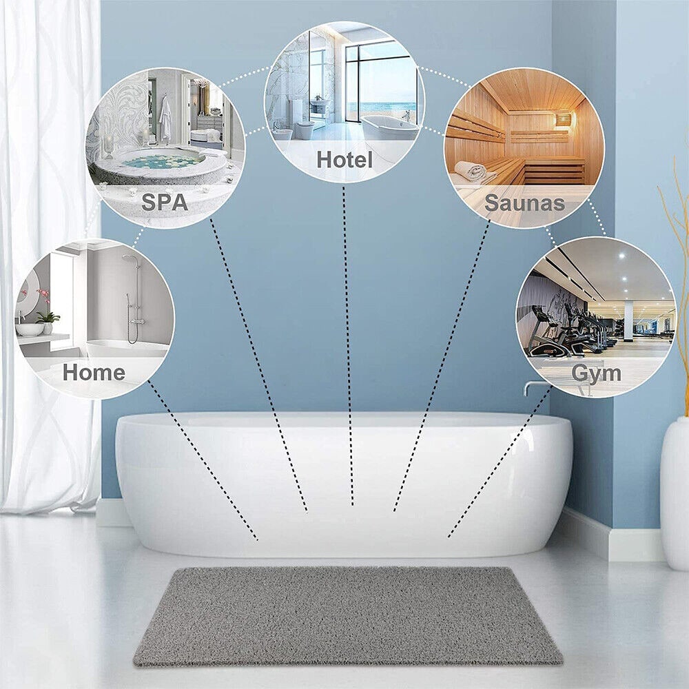 Non Slip Bath Mat with Loofah Texture and Quick Dry Drainage Backing - Image 6
