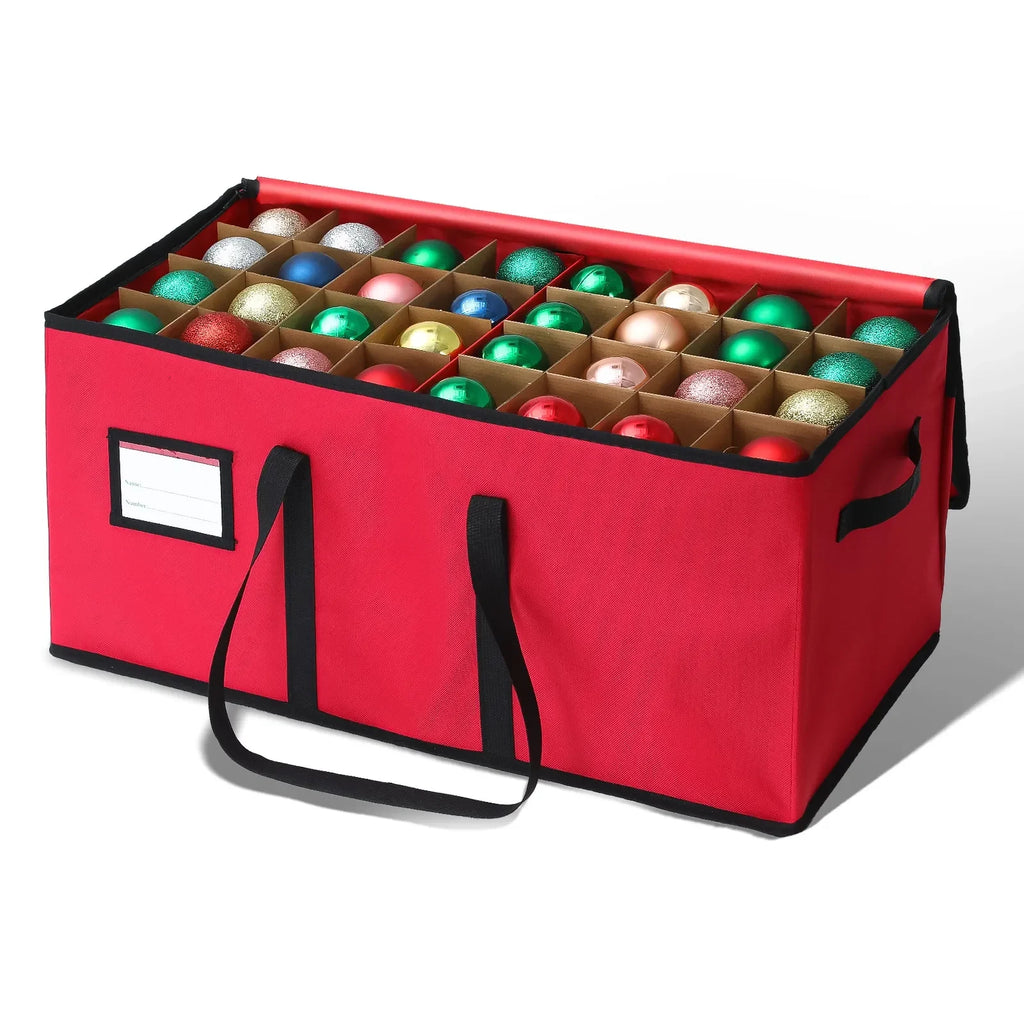Ornament Storage Box with Zippered Lid and Interlocking Dividers for Christmas Decorations - Image 4