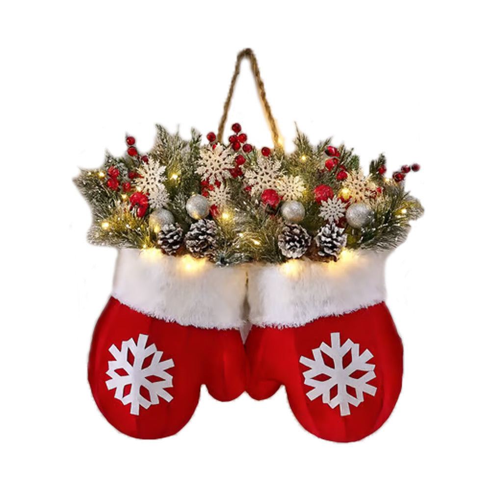 Outdoor Christmas Lights Door Hanger with LED Frosted Pinecones and Faux Greenery - Image 8