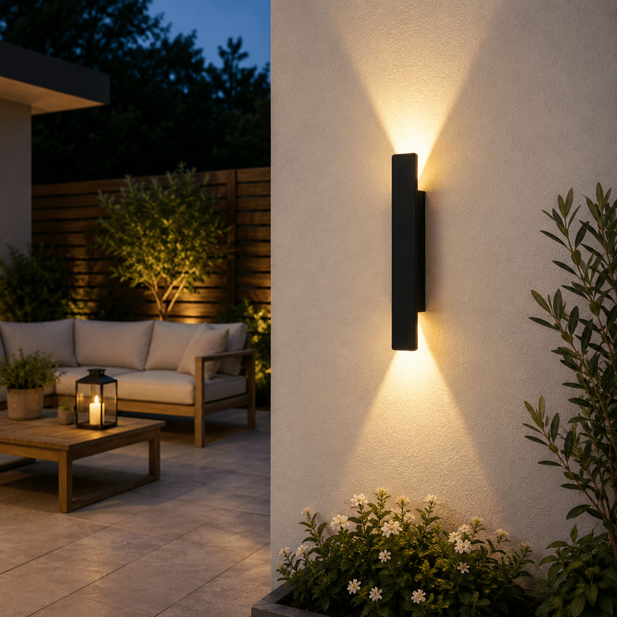Outdoor Wall Sconce with LED Up and Down Lighting in Slim Rectangular Design - Image 4