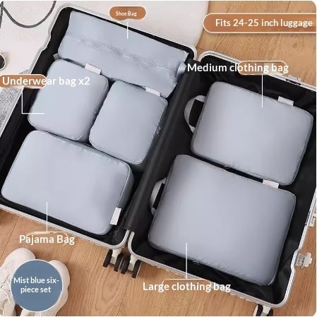 Packing Cubes for Travel with Compression Luggage Organizer Bags and Zippered Shoe Storage - Image 12