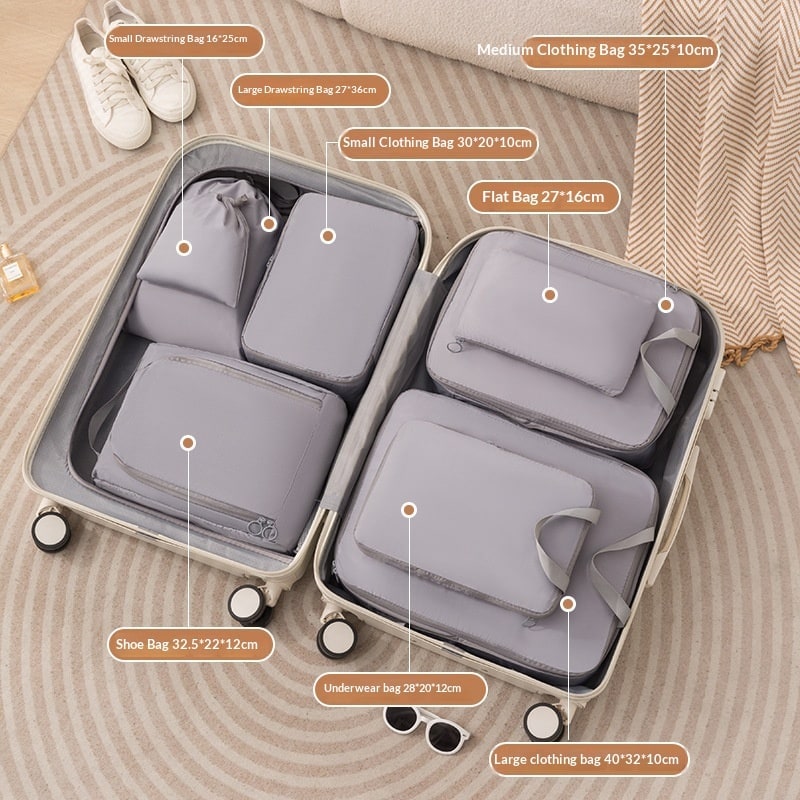 Packing Cubes for Travel with Compression Luggage Organizer Bags and Zippered Shoe Storage - Image 3