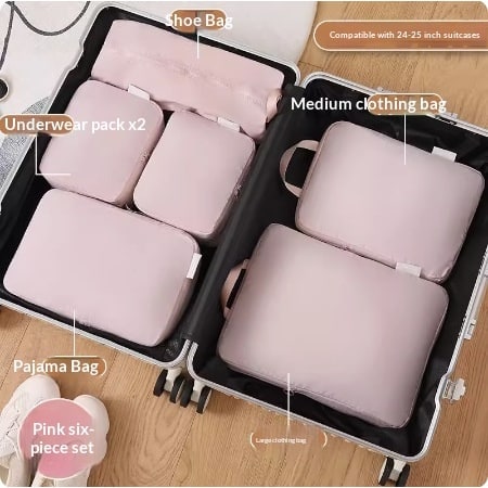 Packing Cubes for Travel with Compression Luggage Organizer Bags and Zippered Shoe Storage - Image 5