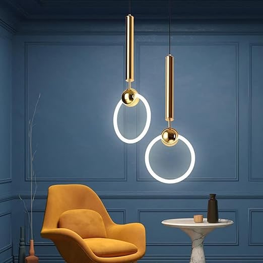 Pendant Light with Gold Plated Ring LED Design and Minimalist Geometric Form for Kitchen Living Room - Image 3