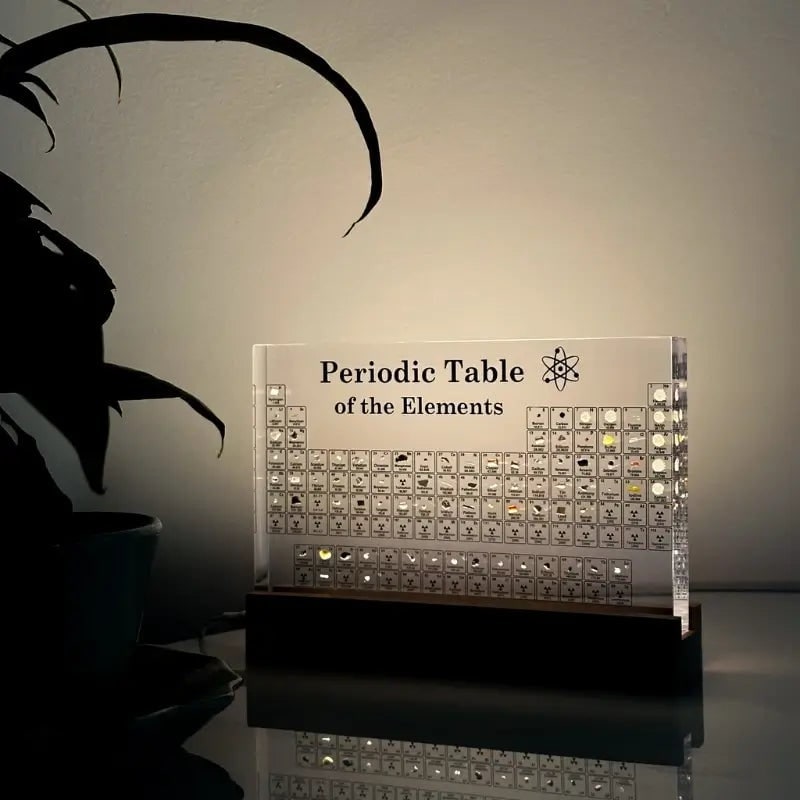Periodic Table Display with Real Element Samples and LED Illuminated Acrylic Base - Image 6