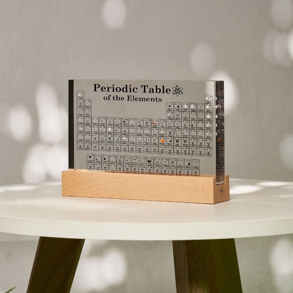 Periodic Table Display with Real Element Samples and LED Illuminated Acrylic Base - Image 9