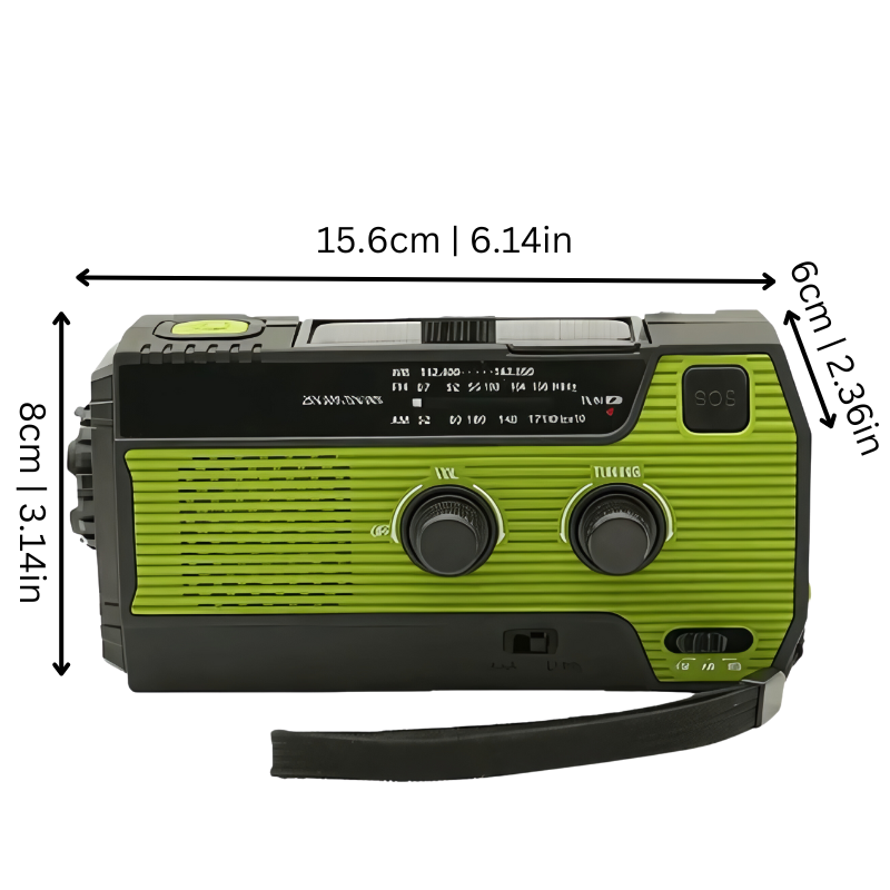 Portable Emergency Radio with Solar Panel Hand Crank LED Flashlight and Noaa Weather Band - Image 2