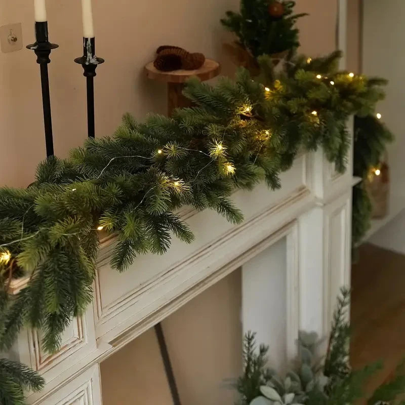Pre-Lit Christmas Garland with Warm LED Lights for Stairs and Mantels - Image 5