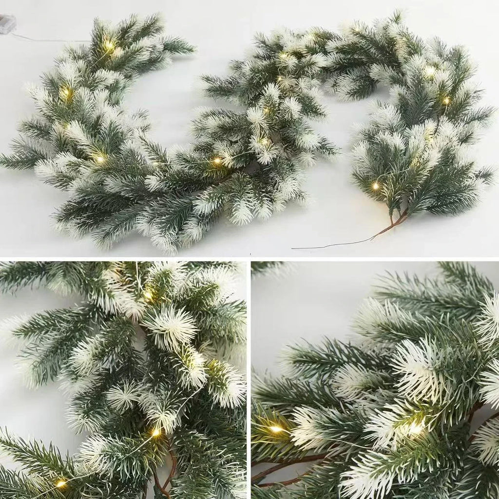 Pre-Lit Christmas Garland with Warm LED Lights for Stairs and Mantels - Image 7