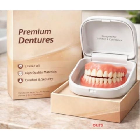 Removable Dentures with Flexible Cushion Grip and Storage Case Full Arch Temporary - Image 1