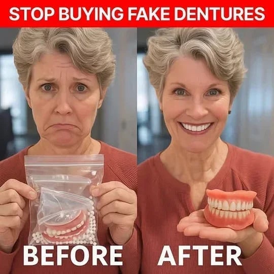 Removable Dentures with Flexible Cushion Grip and Storage Case Full Arch Temporary - Image 4