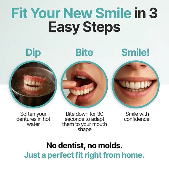 Removable Dentures with Flexible Cushion Grip and Storage Case Full Arch Temporary - Image 7
