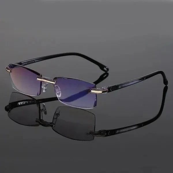 Rimless Blue Light Blocking Reading Glasses with Adjustable Nose Pads and Flexible Temples - Image 1