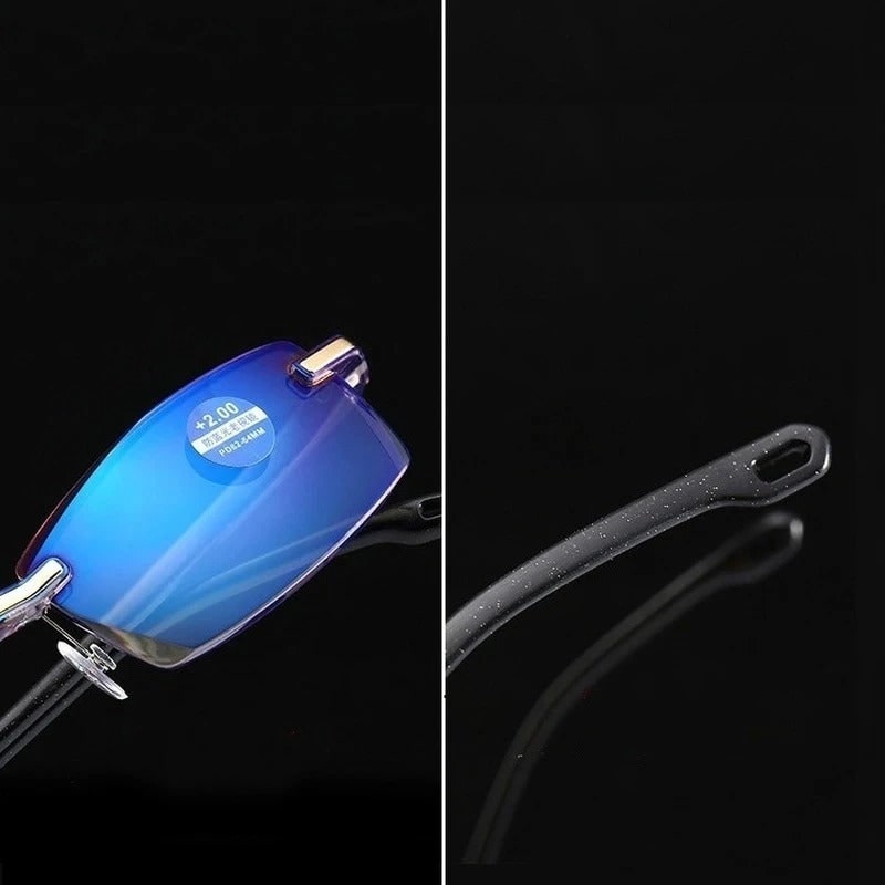 Rimless Blue Light Blocking Reading Glasses with Adjustable Nose Pads and Flexible Temples - Image 4