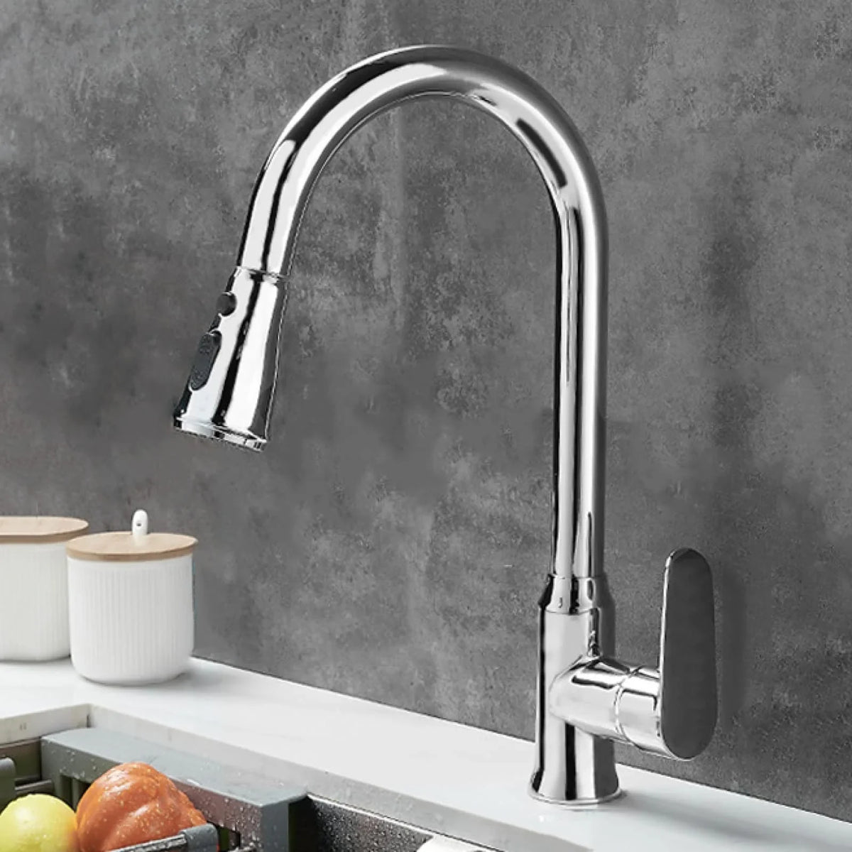 Single-Handle Pull-Down Kitchen Faucet with 360° Swivel Spout and Spray Head - Image 9