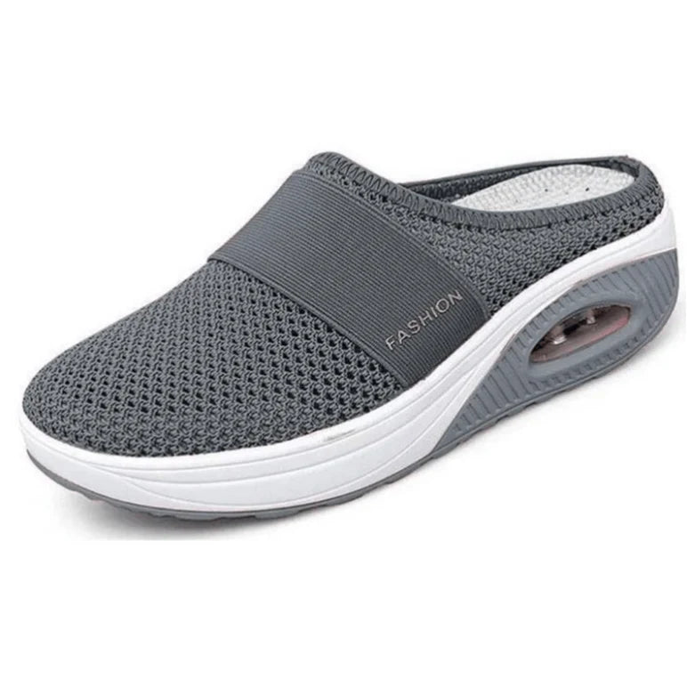 Slip-On Sneakers with Air Cushion Mesh Upper and Backless Mule Design - Image 1