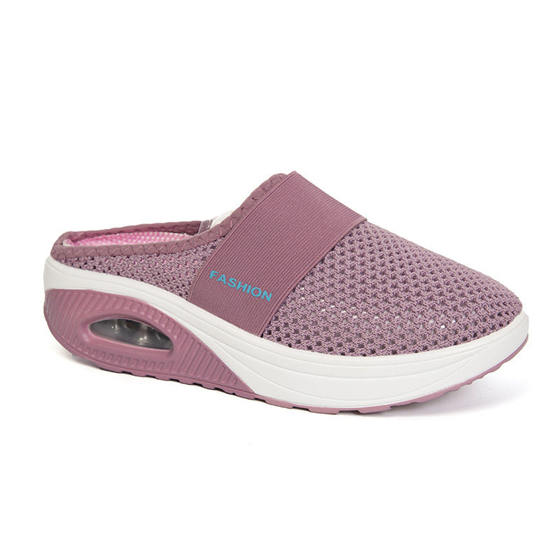Slip-On Sneakers with Air Cushion Mesh Upper and Backless Mule Design - Image 12