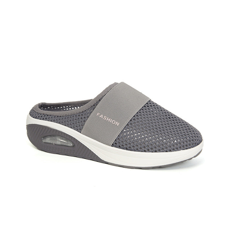 Slip-On Sneakers with Air Cushion Mesh Upper and Backless Mule Design - Image 9