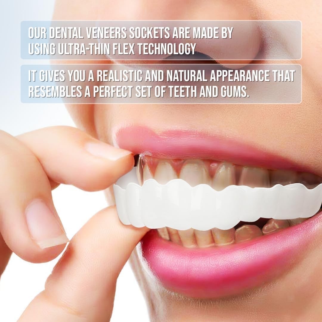 Snap on Veneers Cosmetic Dental Temporary Tooth Covers Upper and Lower Set - Image 4
