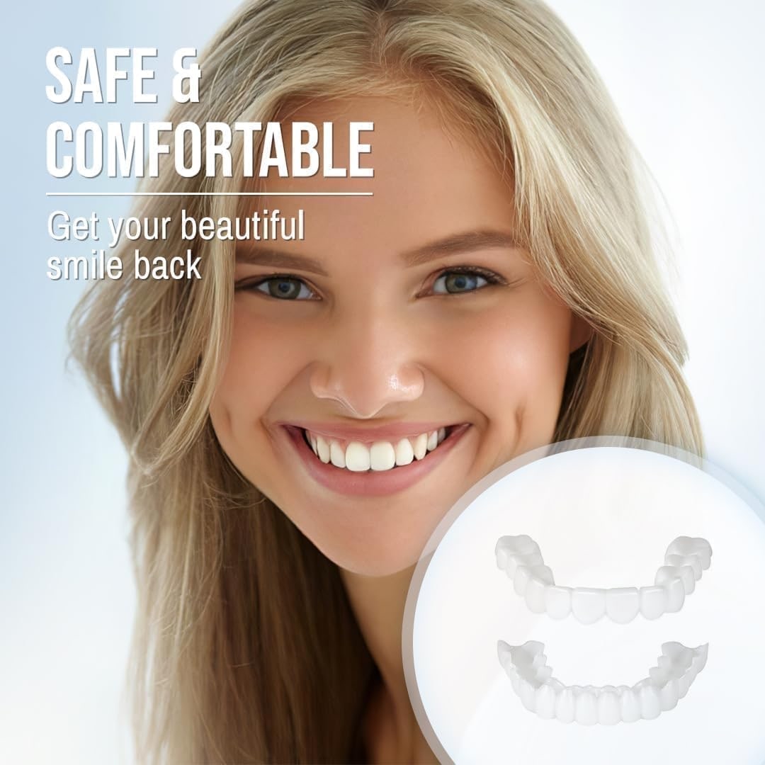 Snap on Veneers Cosmetic Dental Temporary Tooth Covers Upper and Lower Set - Image 5