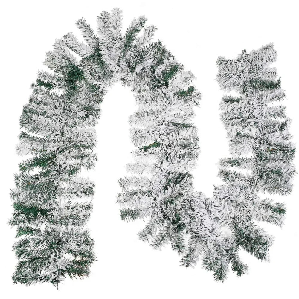 Snow Flocked Artificial Christmas Garland for Mantle and Stairs with Bendable Wire - Image 5