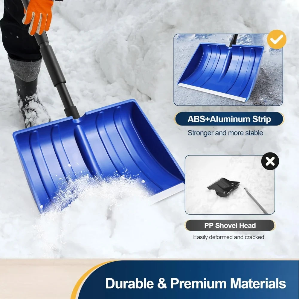 Snow Shovel with Adjustable Handle Collapsible Design and Wide Plastic Scoop - Image 6